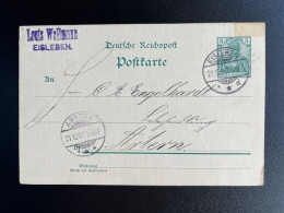 GERMANY 1900 POSTCARD EISLEBEN TO ARTERN 21-12-1900 DUITSLAND DEUTSCHLAND - Postcards