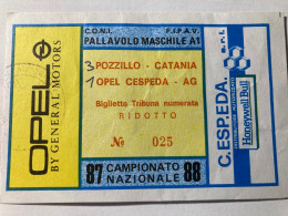 Biglietto Pallavolo Mascile Serie A1 Opel Cespeda Agrigento Pozzillo Catania Campionato 1987-88 - Toegangskaarten