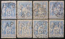 R1311/3033 - FRANCE - TIMBRES AU TYPE SAGE Oblitérés Et Perforés : DCC-FV&C-PF-CL-AP-WS-VP-EH - 1876-1898 Sage (Tipo II)