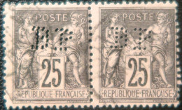 R1311/3035 - FRANCE - SAGE TYPE II (PAIRE) N°97 Timbres Oblitérés Et Perforé " BP " >>> Double Perforation BP à Gauche - 1876-1898 Sage (Tipo II)