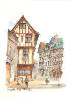 ROUEN Rue St Romain Aquarelle Originale 24(scan Recto-verso) MC2495 - Rouen