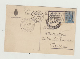 CARTOLINA SENATO DEL REGNO VIAGGIATA NEL 1921 VERSO PALERMO WW1 - Marcophilia