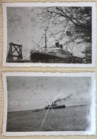 Paquebot Le Colombie à Quai Et En Mer 2 Photos Snapshots Situées à POINTE-à-PITRE Et Datées 1934 - Schiffe
