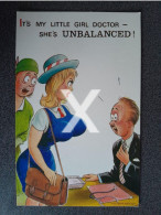 ITS MY LITTLE GIRL SHES UNBALANCED OLD COLOUR COMIC POSTCARD BAMFORTH COMIC SERIES NO 2407 BY FITZPATRICK - Humour