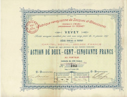 - Titre De 1897 - Fabrique Veveysanne De Socques Et Chaussures - Marque à L'Etoile - Anciennement Gve Pernet - - Industrie