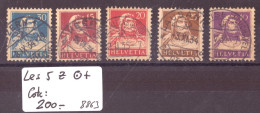 LES 5 BUSTES DE TELL SUR PAPIER GRILLE -  OBLITERATIONS CHOISIES - COTE: 200.- - Used Stamps