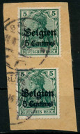 BES 1WK LP BELGIEN Nr 2 Stück Gestempelt Briefstück X77B1FE - Occupation 1914-18