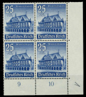 3. REICH 1940 Nr 758 Postfrisch VIERERBLOCK ECKE-URE X77FFAA - Ungebraucht