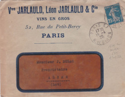 1920--lettre PARIS 57 Pour ALBAS-46 ,Semeuse,date 15-04-20,Pub Vve JARJAULD-JARLAULD &Cie--Vins En Gros-courrier Inclus - 1877-1920: Période Semi Moderne