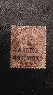 Très Rare Timbres Etats Indiens GWALIOR , Filigrane ètoile - Gwalior