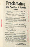 54* LUNEVILLE Proclamation Gal Allemand « goeringer » 08/1914     RL25,0103 - Luneville