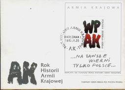 POLAND FDC 1992 50TH ANNIV FORMATION POLISH UNDERGROUND AK HOME ARMY MS WW2 PARTISANS WORLD WAR 2 WARSAW UPRISING - FDC