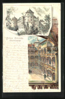 Lithographie Stuttgart, Altes Schloss  - Stuttgart