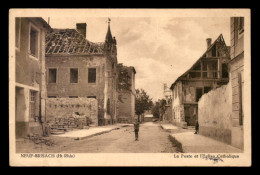 68 - NEUF BRISACH - LA POSTE ET L'EGLISE - VOIR ETAT - Neuf Brisach