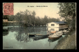 77 - LAGNY - BORDS DE MARNE - CARTE TOILEE ET COLORISEE - Lagny Sur Marne