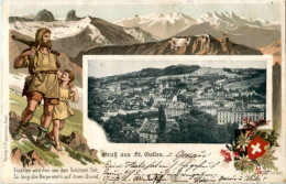 Gruss Aus St. Gallen - Litho - Wilhelm Tell - St. Gallen