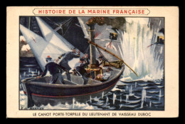 CHROMOS - HISTOIRE DE LA MARINE FRANCAISE - CANOT DU LT DE VAISSEAU DUBOC - LION NOIR CIRAGE - FORMAT 9 X 14 CM - Sonstige & Ohne Zuordnung