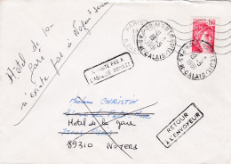 1981-lettre MONTREUIL-62  Pour PARIS Réexp NOYERS-89-tp Sabine ,cachet 19-5-1981--griffes,cachets - 1961-....