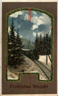Neujahr - Eisenbahn - Prägekarte - Trains