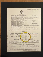 Mr Leon Hanuset Ep. Erberich Agnes *1870 Signy Le Petit France +1953 Hasselt Omal Paulussen Tompsin Dochez - Todesanzeige