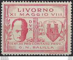 1930 Livorno 30c. Rosa Lilla MNH Sassone N. 1 - Andere & Zonder Classificatie