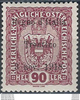 1918  Trentino 90h. Lilla Rosso 1v. MNH Sassone 14 - Autres & Non Classés