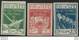 1920 Fiume Legionari 3v. ND MH Sassone N. 127b/28b+130ab € 1140,00 - Other & Unclassified