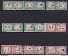 1897-1919 SAN MARINO, Tasse N° 1/9 SERIE COMPLETA  IN COPPIE ORIZZONTALI MNH/** - Other & Unclassified