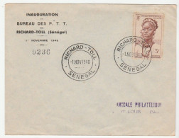 Lettre Inauguration Du Bureau Des PTT , Richard Toll, Sénégal, 1948 - Briefe U. Dokumente