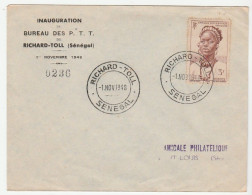 Lettre Inauguration Du Bureau Des PTT , Richard Toll, Sénégal, 1948 - Brieven En Documenten