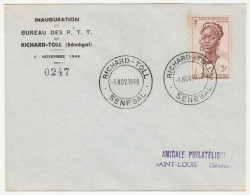 Lettre Inauguration Du Bureau Des PTT , Richard Toll, Sénégal, 1948 - Briefe U. Dokumente