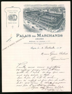 Facture Angers 1908, Palais Des Marchands, Mondain, Le Guennec & Cie., Vue De Markthalle, Verkaushaus  - Sonstige & Ohne Zuordnung