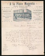 Facture Nice 1908, Ancienne Maiosn F. Dalmas, J. Audino, Geschäftshaus Avec Tramway Am Place Magenta  - Autres & Non Classés