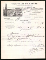 Facture Clermont-Ferrand 1921, Aux Villes Du Centre, Grands Magasins De Nouveautes, Panorma Avec Geschäftshaus  - Autres & Non Classés
