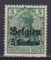 GERMANIA REICH OCCUPAZIONI TEDESCHE DEL BELGIO FRANCOBOLLI DI GERMANIA SOPRASTAMPATI  UNIF. 2 MLH VF - Occupation 1914-18