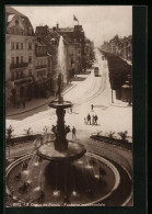 AK La Chaux-de-Fonds, Fontaine Monumentale, Strassenbahn  - Tram