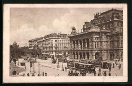 AK Wien, Hofoper Und Opernring Mit Strassenbahnen  - Tram