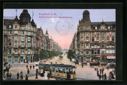 AK Frankfurt A. M., Kaiserstrasse Mit Hotel Und Geschäften Vom Hauptbahnhof, Strassenbahn  - Tram