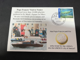 30-4-2024 (3 Z 26) Pope Francis Visit To Venice In Italy (28-4-2024) OZ Stamp (1 Cover) 5 Euro Visit Fee Paid ? - Christendom