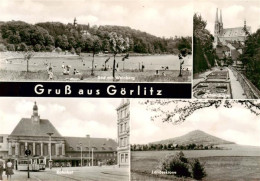 73900821 Goerlitz  Sachsen Bad Mit Weinberg Ochsenbastei Bahnhof Landeskrone  - Goerlitz