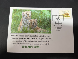 30-4-2024 (3 Z 26) France Zoo Welcmed Two Sumatran Tiger Cubs Name Rimba & Toba (specy Conservation Effort) OZ Stamp - Andere & Zonder Classificatie