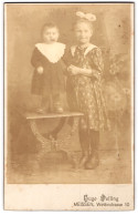 Fotografie Hugo Delling, Meissen, Wettinstrasse 10, Grosse Schwester Mit Kleinem Bruder Im Kleidchen  - Personnes Anonymes