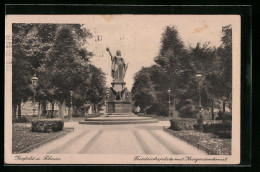 AK Krefeld A. Rhein, Friedrichsplatz Mit Kriegerdenkmal  - Krefeld