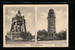 AK Porta Westfalica, Kaiser-Wilhelm-Denkmal, Bismarckturm  - Autres & Non Classés