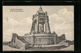 AK Porta Westfalica, Kaiser-Wilhelm-Denkmal Mit Besuchern  - Autres & Non Classés