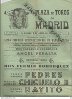 FA / PROGRAMME Affichette PLAZA De TOROS De MADRID 1954 CORRIDA  PEDRES CHICUELO II RAYITO - Programas