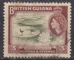 British Guiana 1954 - 63 QE2 3 Ct Water Lilies Used SG 333 ( L377 ) - Brits-Guiana (...-1966)