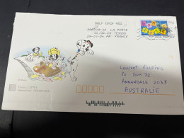 30-4-2023 (3 Z 27) Letter Posted From France To Australia In 2024 (2 Covers)  18 X 14 Cm + 1 (Disney 101 Dog + Merci) - Lettres & Documents