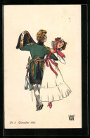Künstler-AK Sign. De Wamay: Schweizer Soldat In Uniform Tanzt Mit Dame, No 3 Grenadier 1810  - Andere & Zonder Classificatie