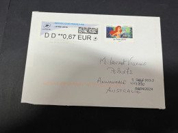 30-4-2023 (3 Z 27) Letter Posted From France To Australia In 2024 (2 Covers) (Disney Little Mermaid + Hallowwen 16x16cm) - Lettres & Documents